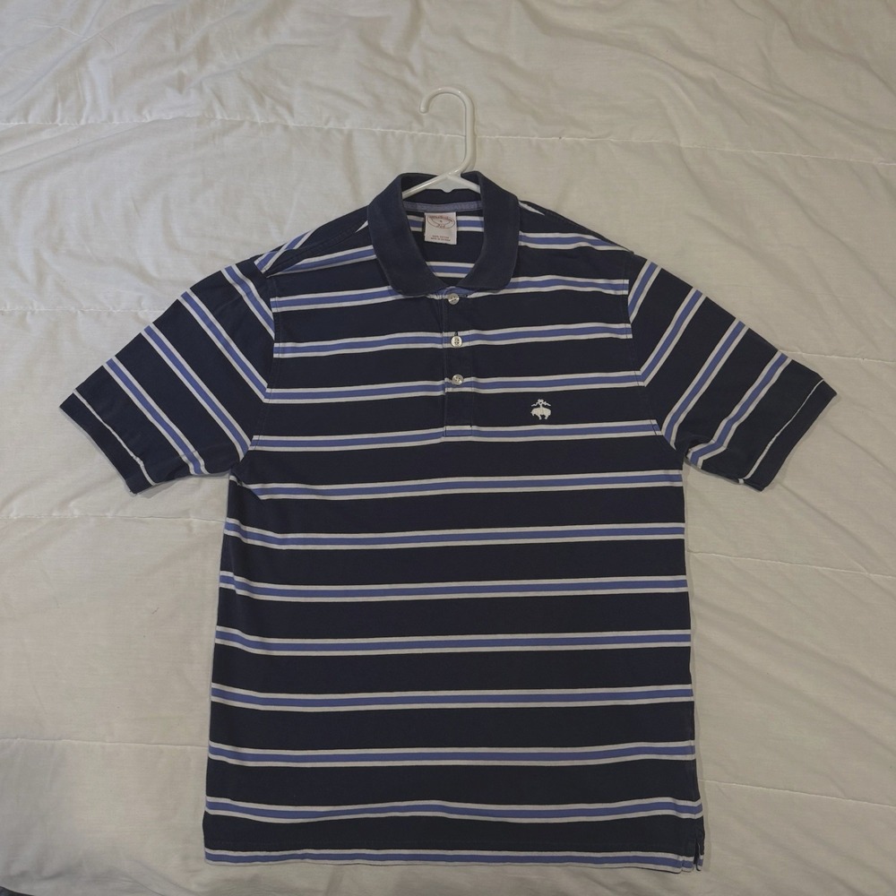 Brooks Brothers Polo Men's Small Blue Striped Short Sleeve Shirt